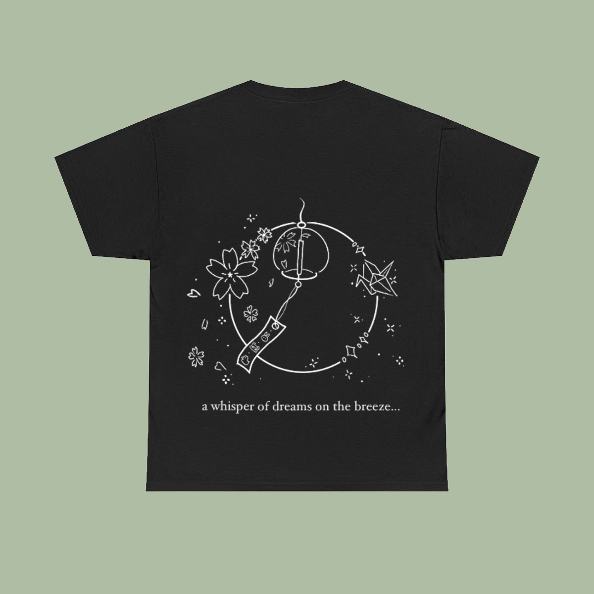 Origami Crane and Lantern T-shirt (print on back)