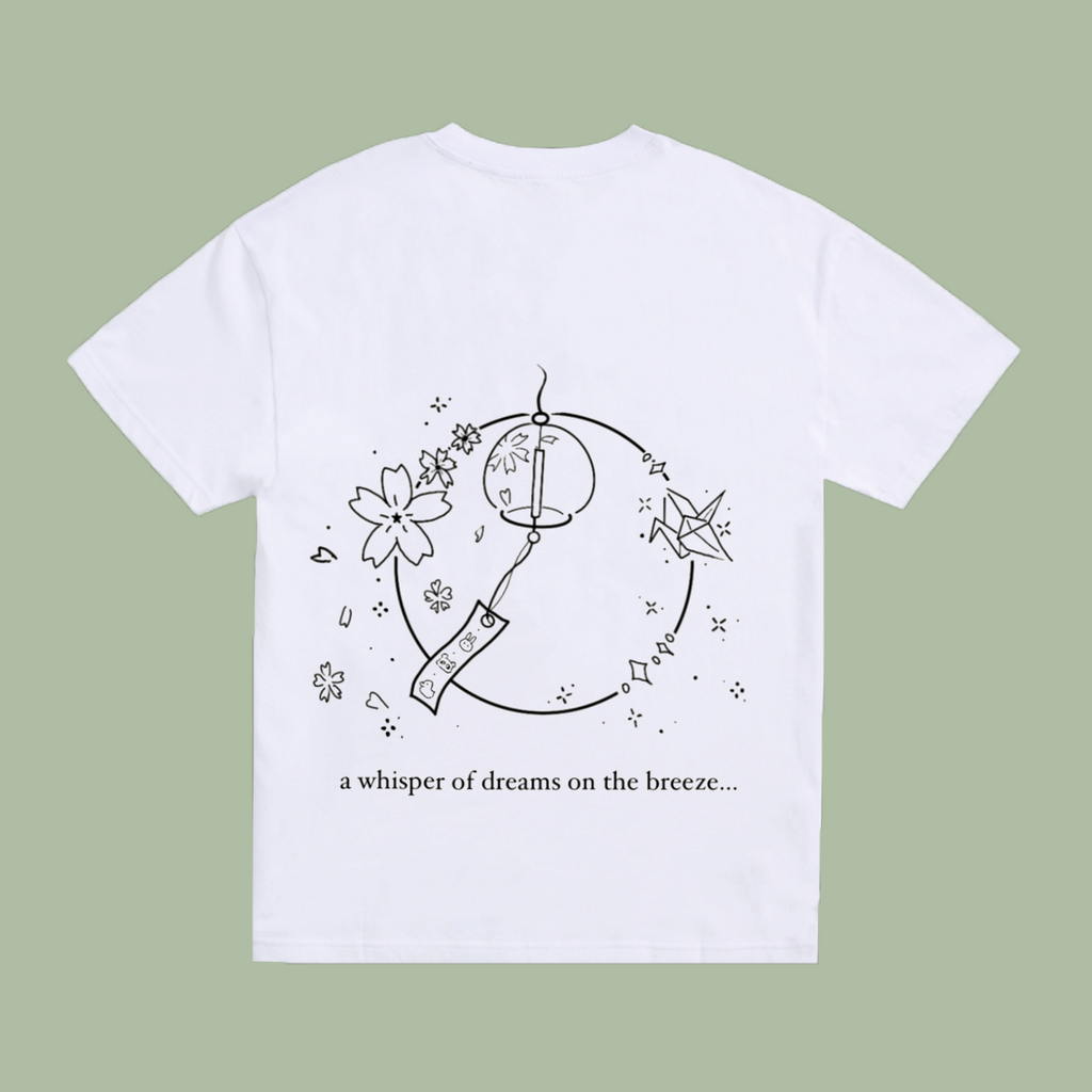 Origami Crane and Lantern T-shirt (print on back)