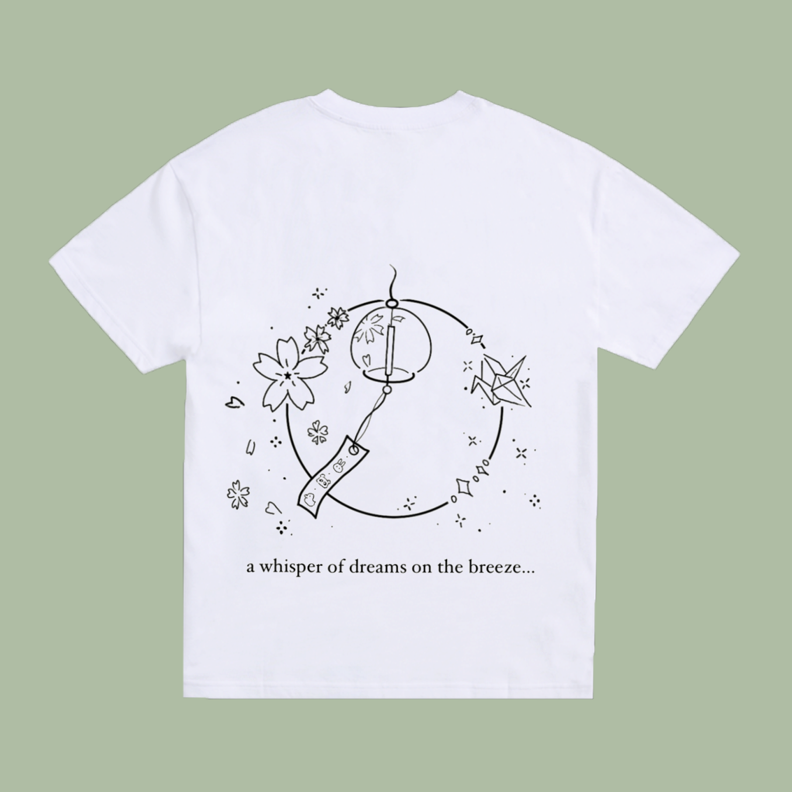 Origami Crane and Lantern T-shirt (print on back)